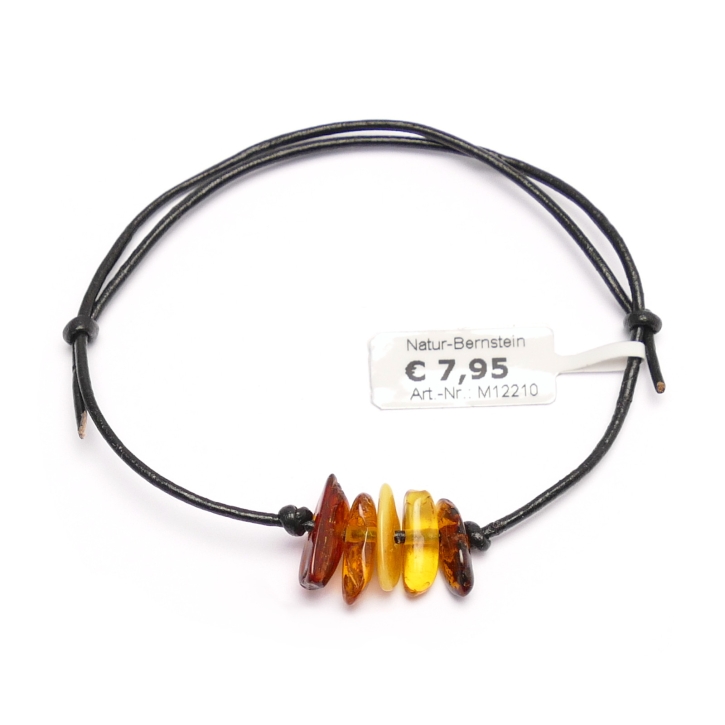 12210E Leder-Armband mit Bernsteinen