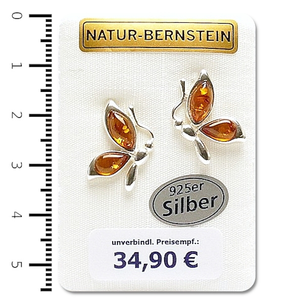 90118 Bernstein Ohrstecker, Schmetterling