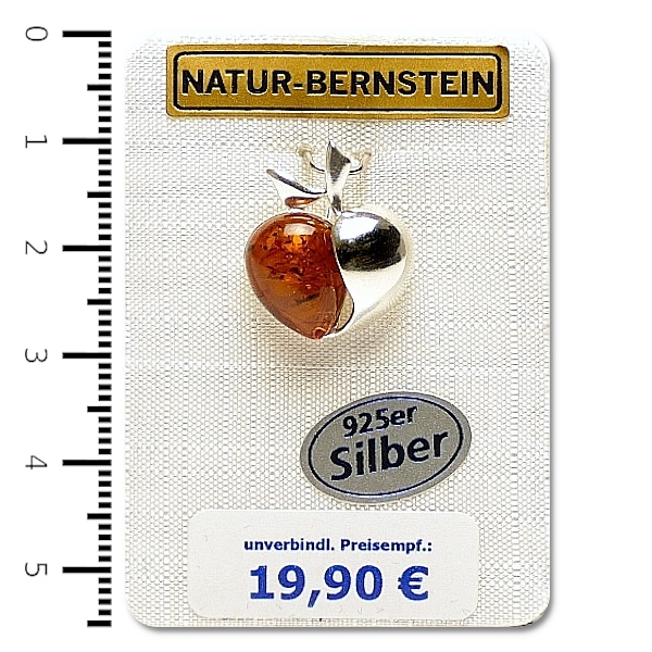 Natur-Bernstein Amber Ketten Anhänger Herz an 925 Silber Öse Phantasie 90154c