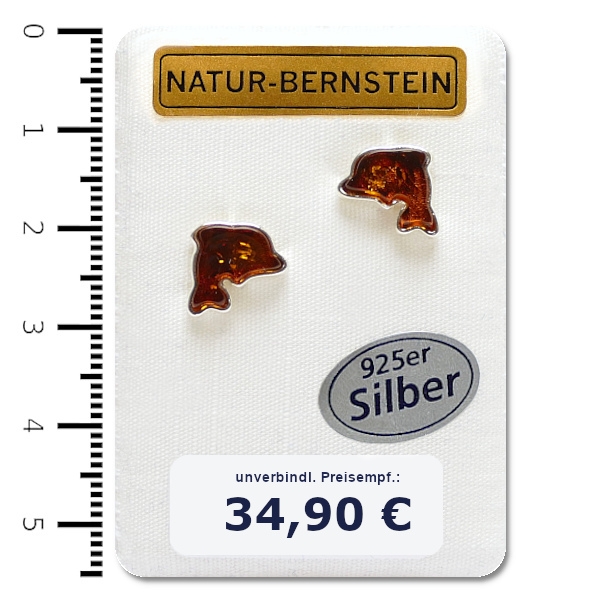 90223 Ohrstecker Delphin, cognac