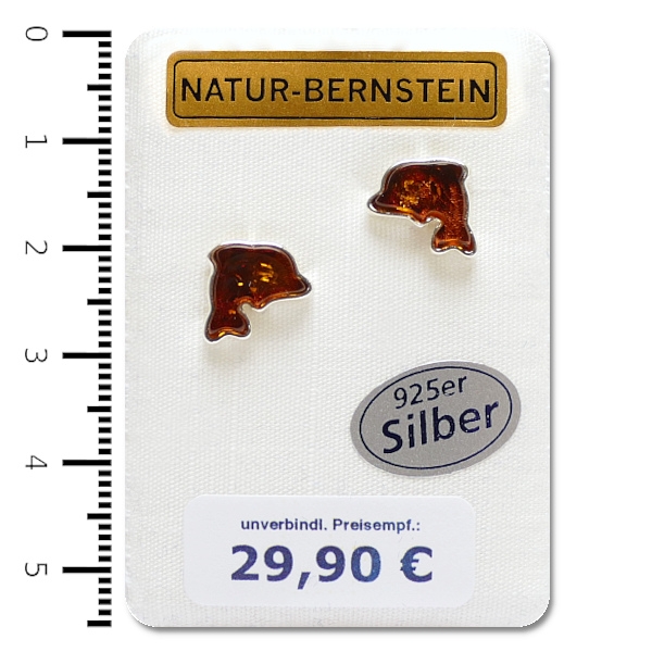 90223 Ohrstecker Delphin, cognac