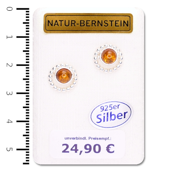 90224 Bernstein Ohrstecker, cognac