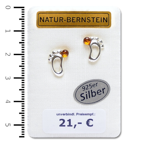 90227 Ohrstecker Fußabdruck, cognac