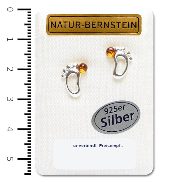 90227 Ohrstecker Fußabdruck, cognac
