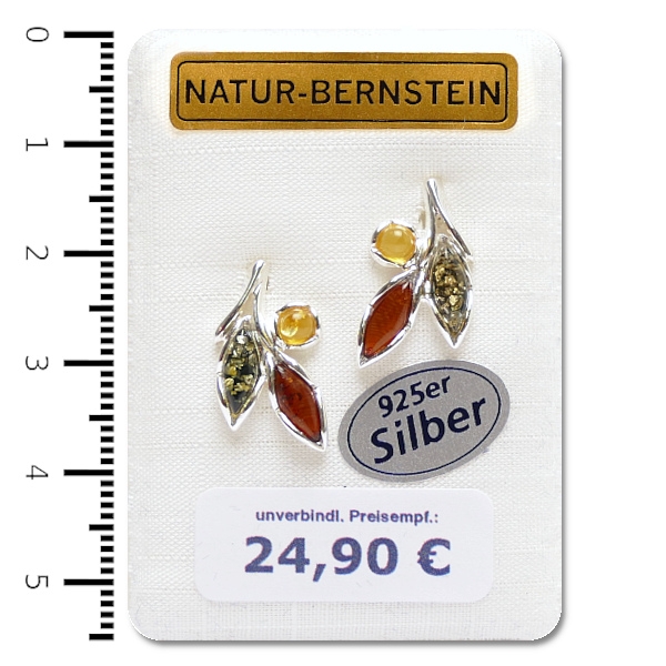 90251 Bernstein Ohrstecker, multicolor