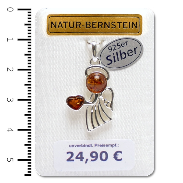 90290c Anhänger Engel mit Herz, cognac/cognac