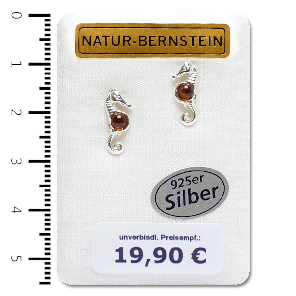 90979 Ohrstecker Seepferd, cognac