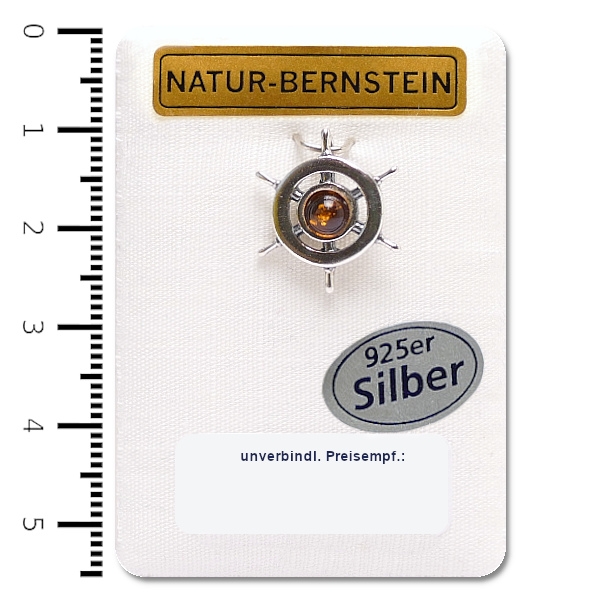 Natur-Bernstein Anhänger 'Steuerrad S' 925er Silber, cognac