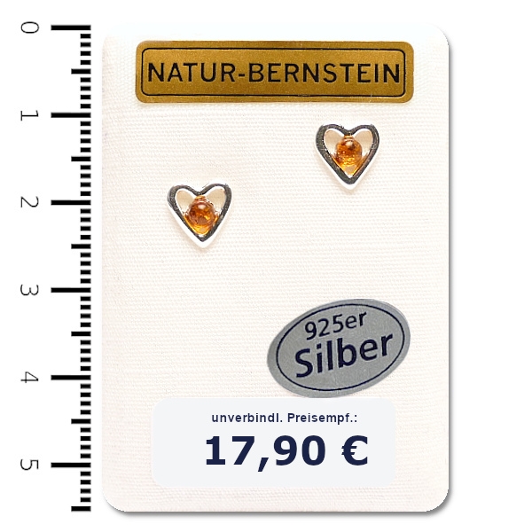 91006 Ohrstecker Herz, cognac