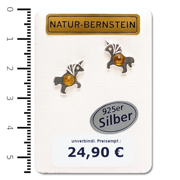 91009 Ohrstecker Einhorn, cognac