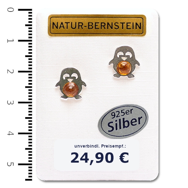 91011 Ohrstecker Pinguin, cognac