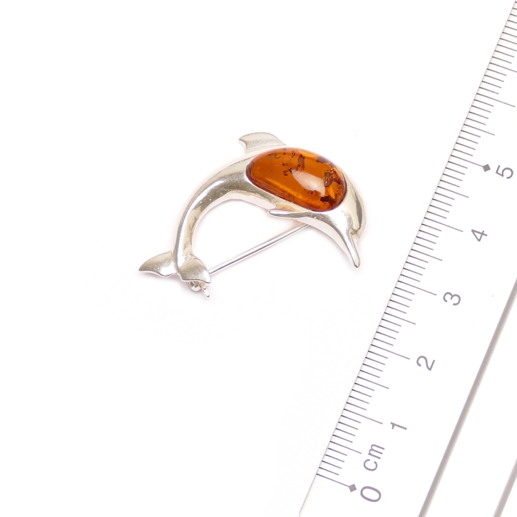 BS-001 Brosche Delphin cognac