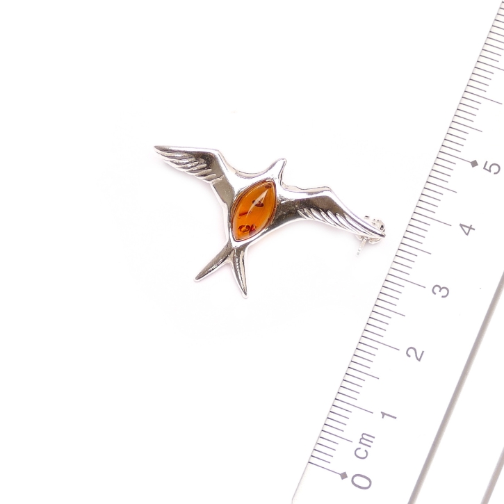 BS-002 Brosche Vogel cognac