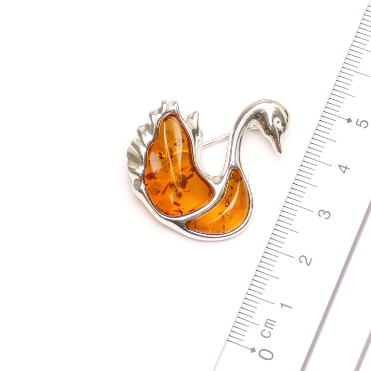 BS-005 Brosche Schwan cognac