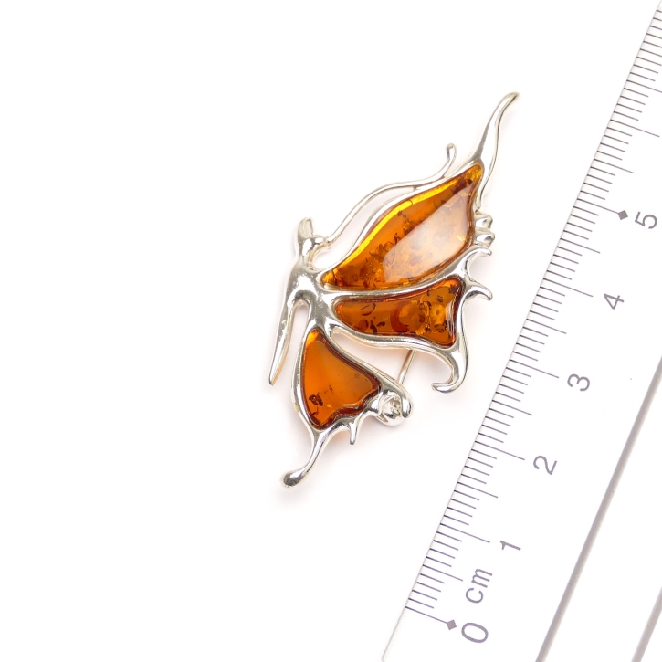 BS-006 Brosche Schmetterling cognac