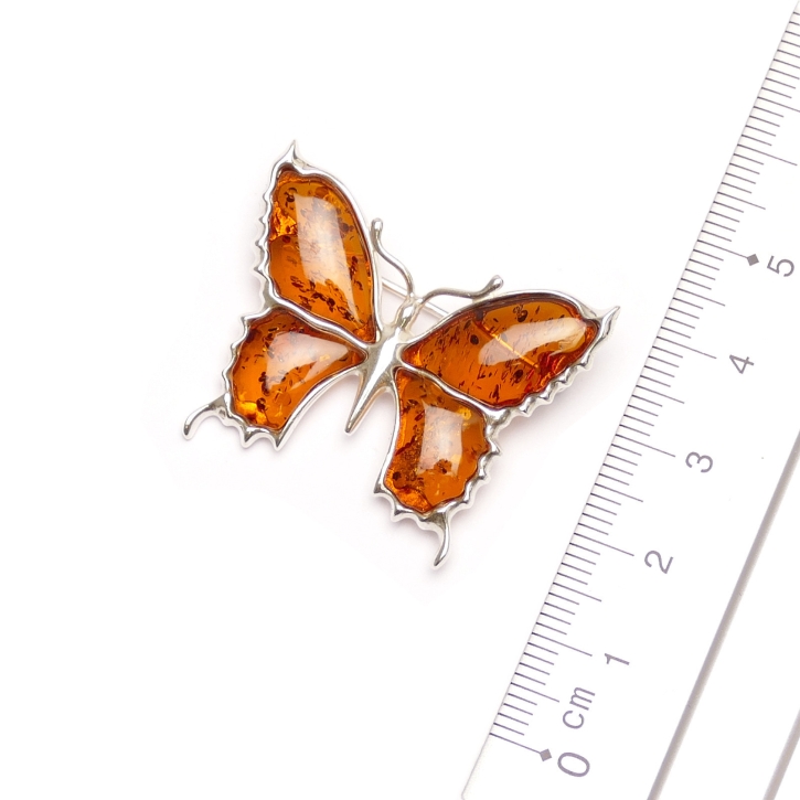 BS-007 Brosche Schmetterling cognac