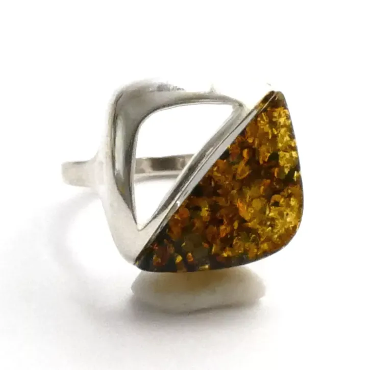 K289 Silber Ring, grün, Große 56