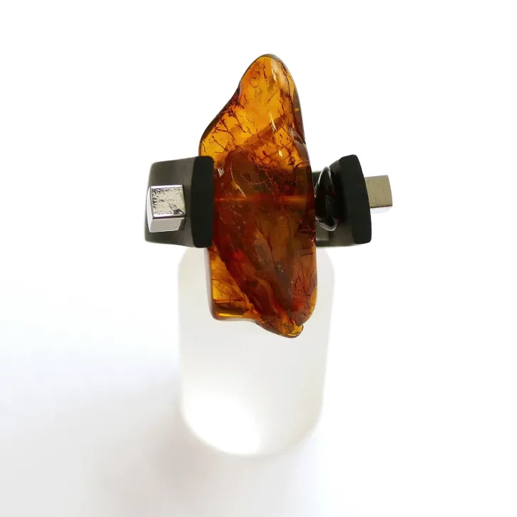 V37-10 Kautschuk Ring, cognac, Große 59-61