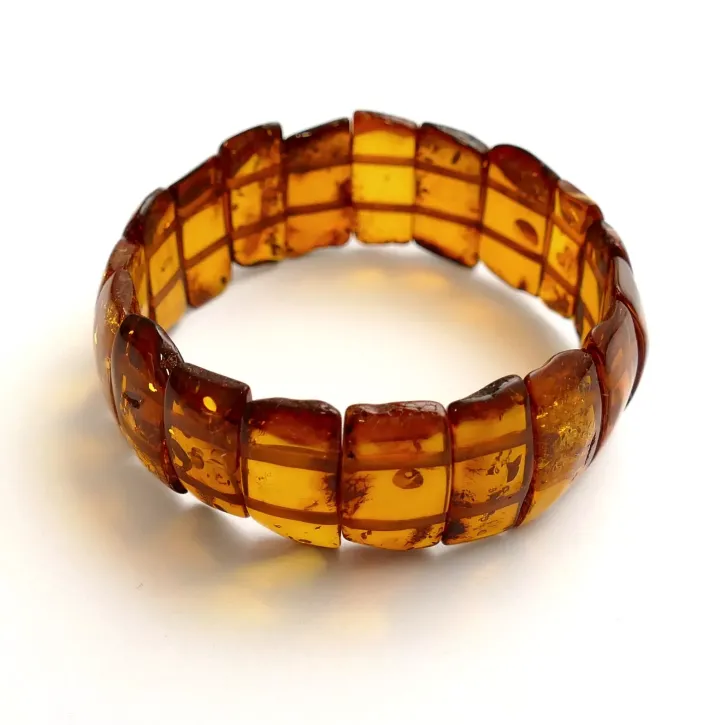 V38-02 Platten Armband, poliert, cognac