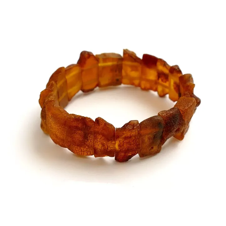 V38-04 Platten Armband, roh, cognac