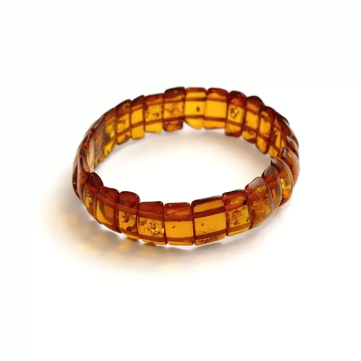 V38-06 Platten Armband, poliert, cognac