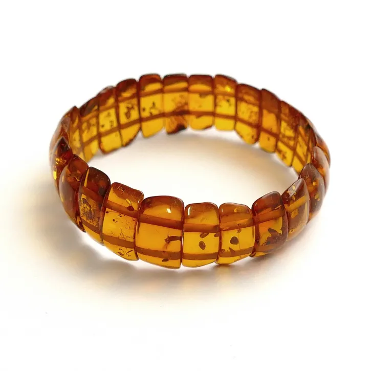 V38-09 Platten Armband, poliert, cognac