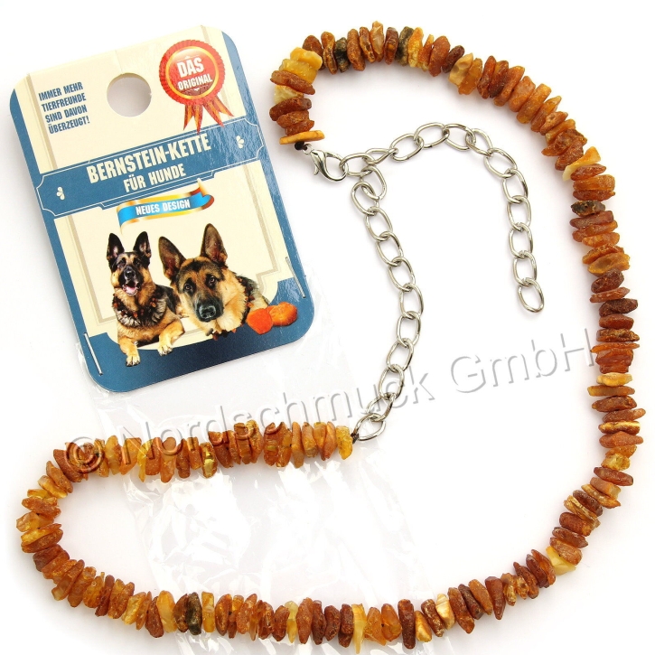 Bernsteinkette Hund Katze Bernstein roh Hundekette Halsband raw amber ca. 50-68 cm