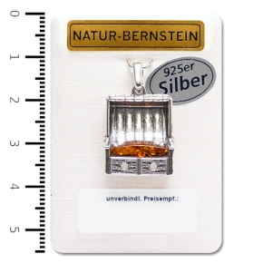 Natur-Bernstein Anhänger 'Strandkorb M' 925er Silber, cognac
